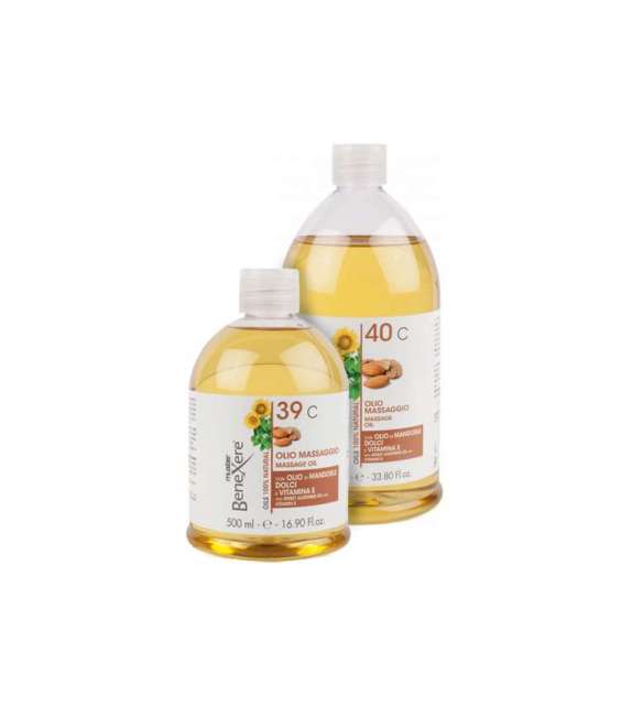 39C- 40C OLIO DA MASSAGGIO MANDORLE DOLCI, VITAMINA E BENEXERE-Scegli il formato