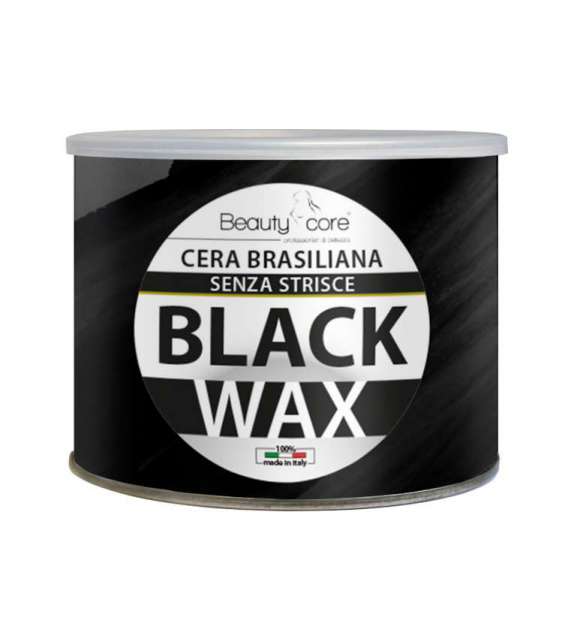 CERA ELASTICA BRASILIANA NERA BLACK WAX BEAUTYCORE SENZA STRISCE VASO 400ML