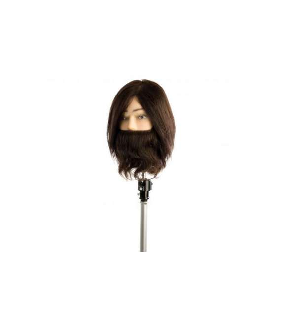 TESTA STUDIO UOMO CAPELLI UMANI CON BARBA E BAFFI CORTA 30cm 210-240 capelli/cm2