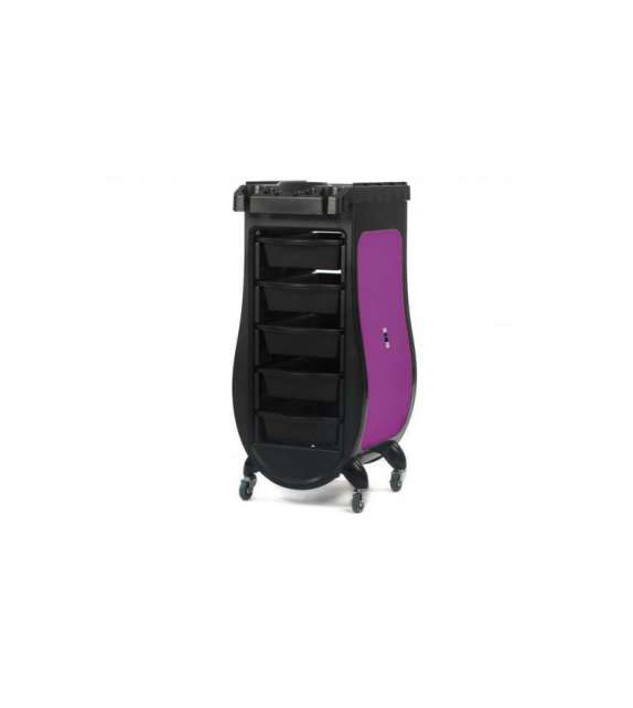 CARRELLO A 5 SCOMPARTI NERO/VIOLA PER PARRUCCHIERE