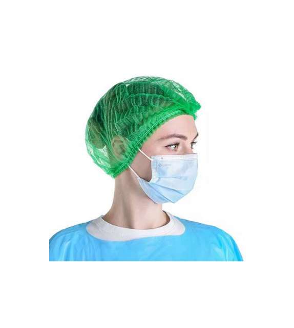 CUFFIA *** verde *** TNT TRASPIRANTE MONOUSO CON ELASTICO (100PZ)