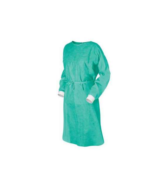 CAMICE VISITATORE MONOUSO 25gr/mq TNT di PP con elastici e cintura - VERDE/10 pz