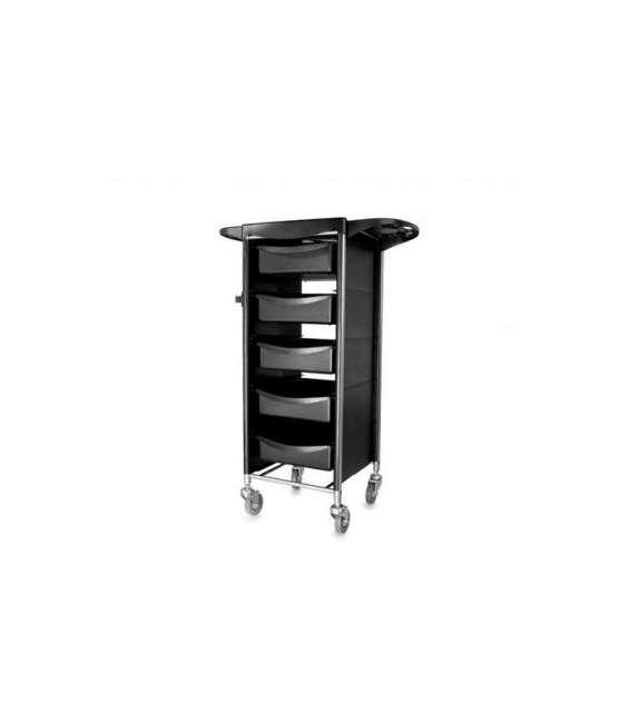 CARRELLO SET A 5 SCOMPARTI NERO PER PARRUCCHIERE