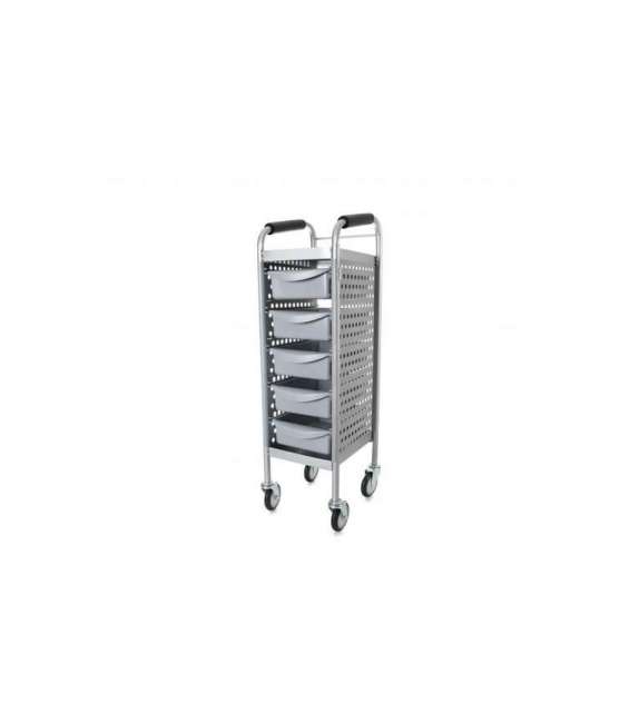 CARRELLO SILVY A 5 SCOMPARTI ARGENTO PER PARRUCCHIERE