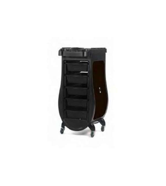 CARRELLO A 5 SCOMPARTI NERO PER PARRUCCHIERE