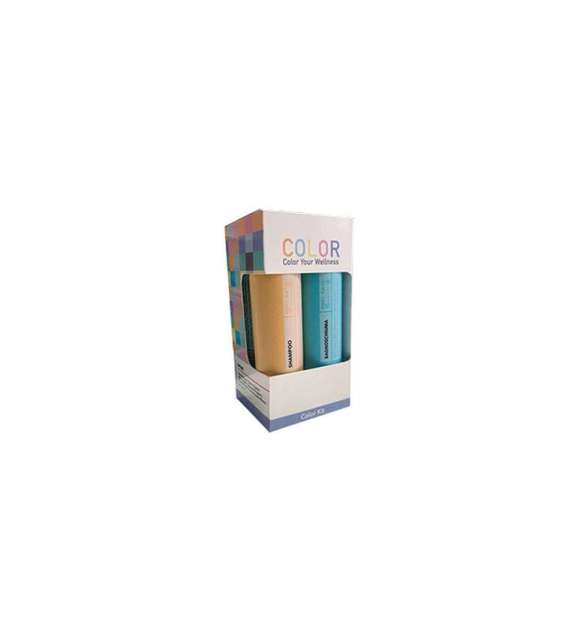 COFANETTO CUBO MATRIMONIALE "COLOR" 30ml + CUFFIA DOCCIA + SAPONETTE 14g