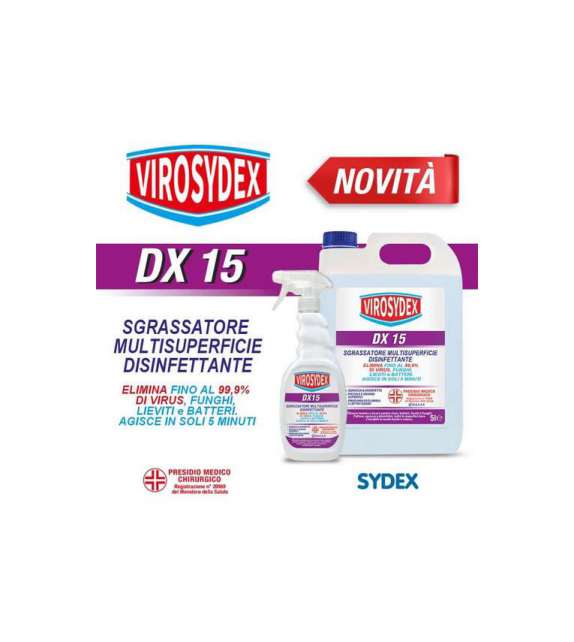 SGRASSATORE DISINFETTANTE SUPERFICI VIROSYDEX DX 15 Tanica 5 lt