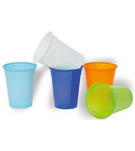 BICCHIERI IN PLASTICA COLORATI Pro Glass Dental World 100 pz - Scegli Colore