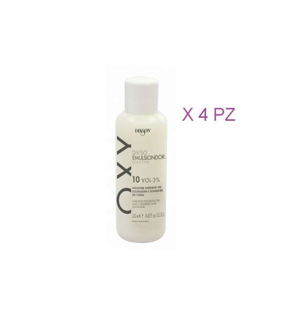 kit 4 pz Dikson Tec EMULSIONE OSSIDANTE per tinta MEDIO 250ML - 30 VOLUMI