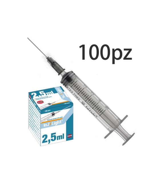 SIRINGA Inj/Light® CON AGO 21G 0,8x38mm - Cono Luer Centrale 2,5ml - conf. 100pz