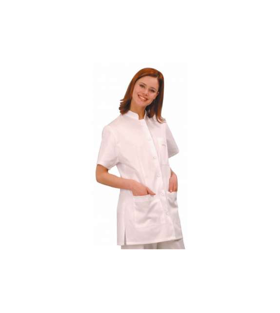 CAMICE IN GABARDINE 100 % COTONE 3 TASCHE CHIUSURA BOTTONI E RICAMO - SCEGLI TG.