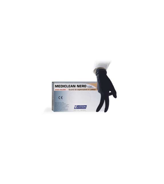 GUANTI IN LATTICE NERI NON TALCATI -MEDICLEAN (100 pz) - Scegli misura