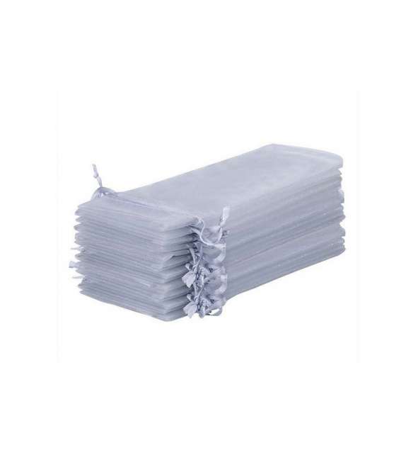 SACCHETTO DI ORGANZA 13x27 CM - ARGENTO  (conf 10 pz) - misura 6