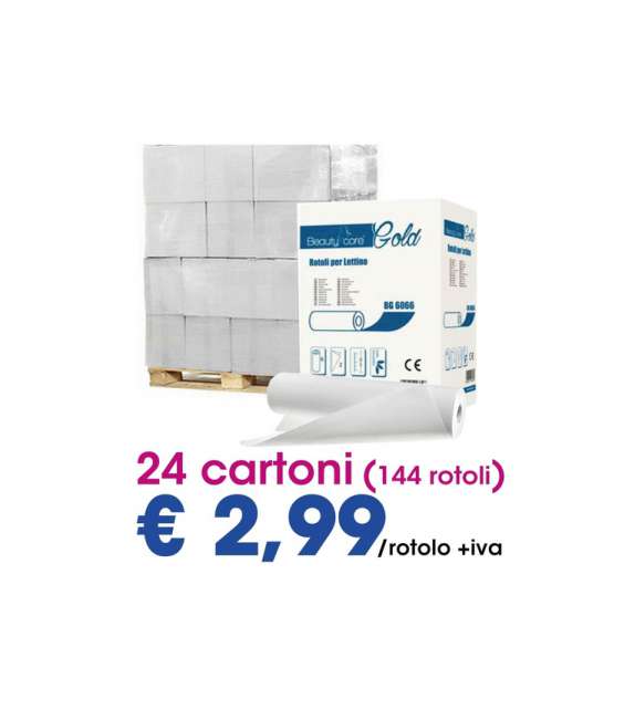 144 ROTOLI LENZUOLINO MEDICO H60 CELLULOSA STANDARD - GOLD (24 CART.)