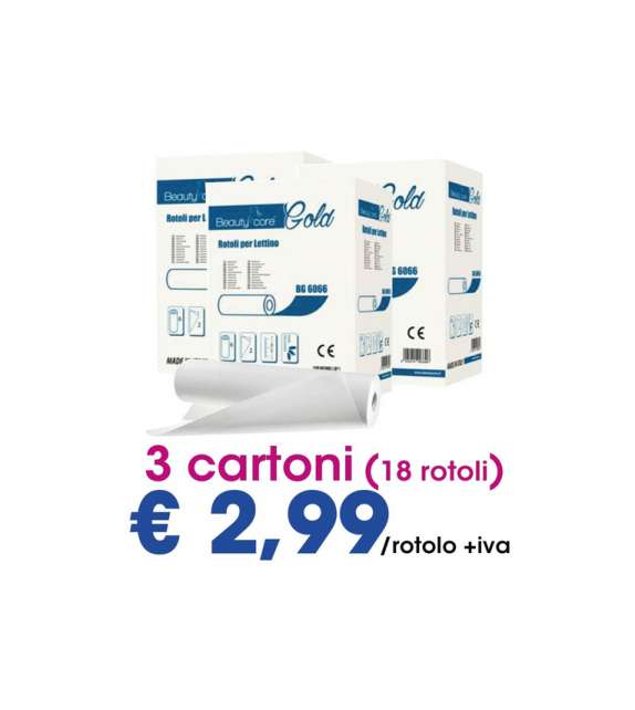18 ROTOLI LENZUOLINO MEDICO H60 CELLULOSA STANDARD - GOLD (3 CART.)