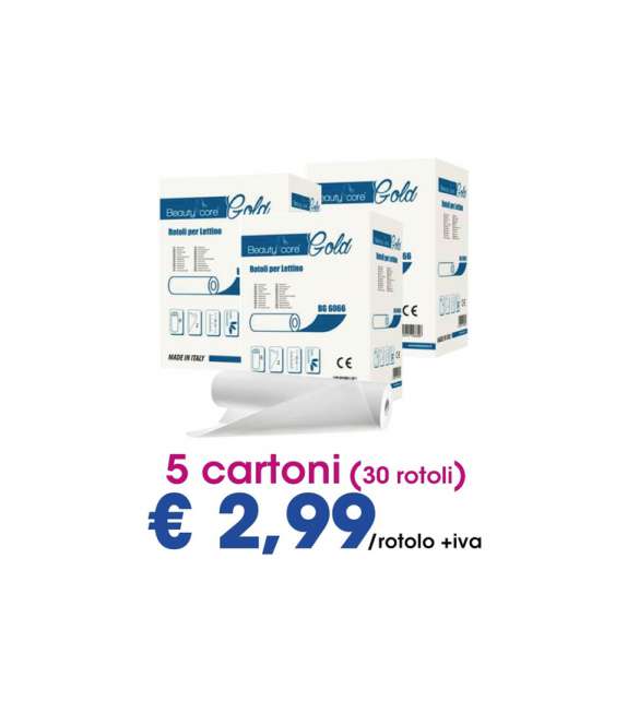 30 ROTOLI LENZUOLINO MEDICO H60 CELLULOSA STANDARD - GOLD (5 CART.)