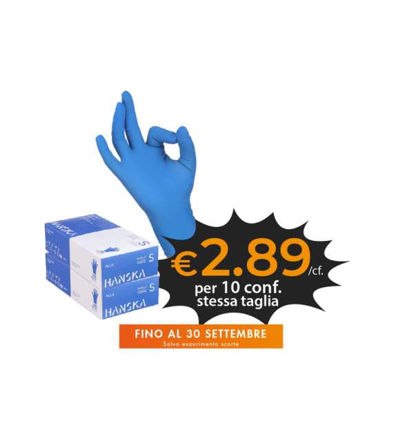 GUANTI in NITRILE BLU non talcati (100 pz) - Scegli