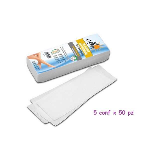 250 pz STRISCETTE DEPILAZIONE TNT 7X20CM BIANCHE bel mattino (5 conf x 50 pz)