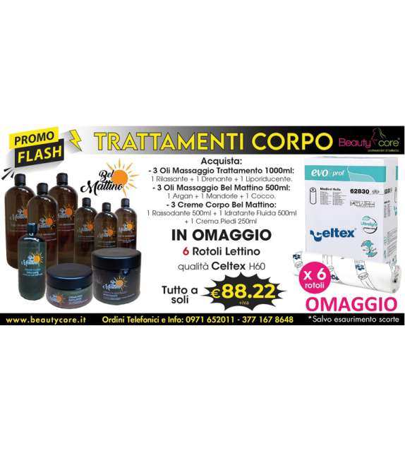 Promo BEL MATTINO 3 Creme Corpo + 3 Oli Trattamento 1000ml + Oli Massaggio 500ml