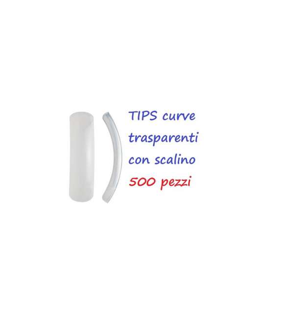 TIPS UNGHIE CON SCALINO  - CURVE - TRASPARENTE - CONF 500 PZ