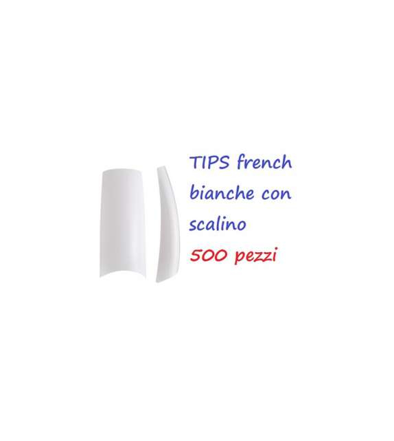 TIPS UNGHIE CON SCALINO  - FRENCH - BIANCHE - CONF 500 PZ