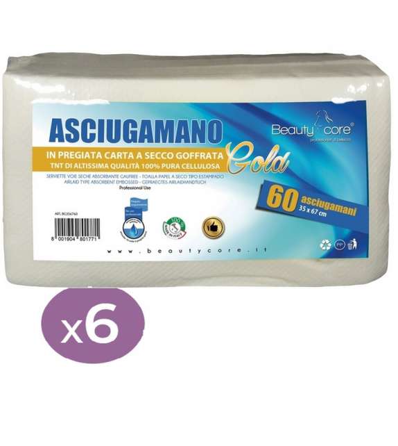 6 conf. ASCIUGAMANI piegati 35 x 67cm CARTA A SECCO GOFFRATA Gold (60 pz)