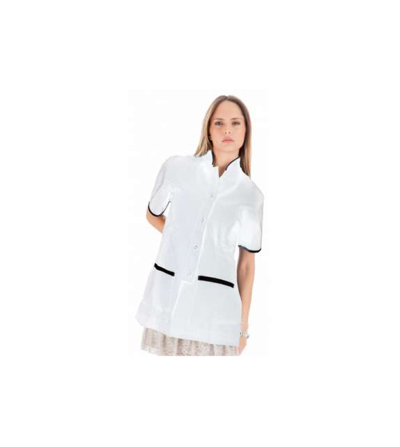 CAMICE IN POLICOTONE A COLLO COREANO (BIANCO) - XL
