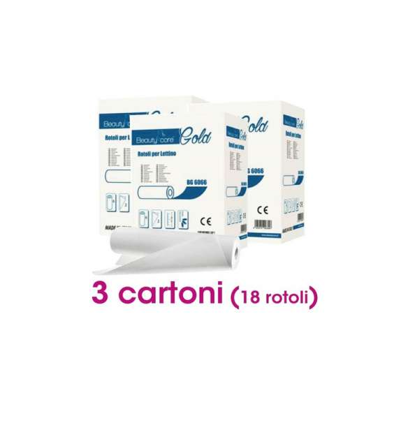 18 ROTOLI LENZUOLINO MEDICO H60 CELLULOSA STANDARD - GOLD (3 CART.)
