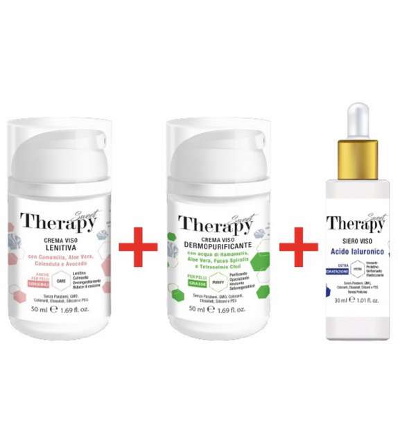 CREMA LENITIVA 50ml+ CREMA PURIFICANTE 50ml+ SIERO ACIDO IALURONICO 30ml THERAPY