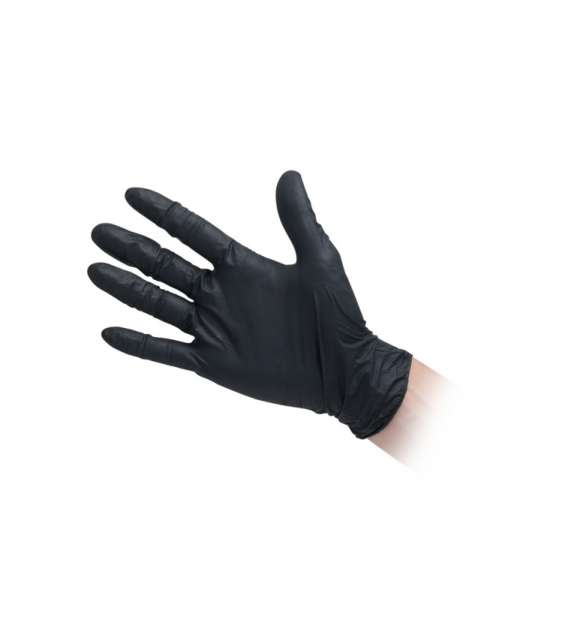 GUANTI in NITRILE NERO non talcati (100 pz) - M confezione danneggiata